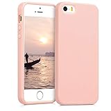kwmobile Hülle kompatibel mit Apple iPhone SE (1.Gen 2016) / iPhone 5 / iPhone 5S Hülle - weiches TPU Silikon Case - Cover geeignet für kabelloses Laden - Rosegold matt