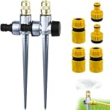 BITEFU 2 Stück Sprinkler, 360° Automatische Gartenregner für Garten, Rasen, Pflanzen, Gemüse, Blumen, Pastorale, Sprühregner Messing mit 4 Plastic Interface