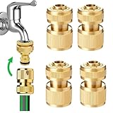 Uni-Fine 4 Stück 1/2 Zoll Gartenschlauch Schnellverbinder Messing Schnellschlauch Endverbinder Gartenschlauch Düse Connect Kit für Küche Garten Outdoor Schlauch Rohr Werkzeug
