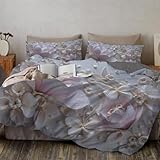 Dreidimensionale Blumen Bettwäsche 3 teilig Rosa Schmetterlinge Bettwäsche Sets Microfaser Wendebettwäsche 200x200 cm, weich & bügelfrei Bettbezug 1er + Kissenbezug 2 er 80x80cm mit Reißverschluss