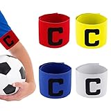 4 Stück Kapitänsbinde Fußball Armbinde Erwachsene Verstellbare Captain Armband Multicolor Elastic Kapitäns Armbinden Fußball Armband Spielführerbinde für Junior Herren Mädchen Viele Sportarten