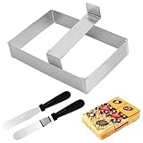 SERYUUT Backrahmen Rechteckig Verstellbar, Backform Rechteckig Kuchenrahmen Edelstahl Backform zum Backen und Dekorieren Verstellbarer Tortenrahmen für Kuchen Torten Pizza Backen