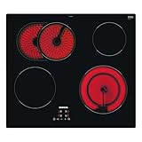 Siemens ET61RBNA1E, iQ300, Elektro-Kochfeld 60 cm, autark, Rahmenlos aufliegend, Made in Germany, touchControl, Zuschaltbare Bräterzone, Zweikreiz-Kochzone 21 cm, Sicherheitsabschaltung, Schwarz