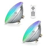 GUODDM 2 Stück LED-Unterwasserlampen for Austauschen Der Lichtquelle, Wasserdicht (IP68) Mit Fernbedienung, RGB, 12 V, for Die Beleuchtung Von Eingelassenen Pools Und Teichen.(24w(12V))