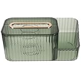 WEKAMOS Mehrzweck Taschentuchbox mit Fernbedienungsfach Stabile Aufbewahrungsbox aus Kunststoff in Dunkelgrün mit Goldakzent für Büro und Wohnzimmer