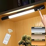 Vicloon Unterbauleuchte Küche LED,Schrankbeleuchtung mit Bewegungssensor,Mit Fernbedienung,Leistung Anzeige,LED Lichtleiste mit Aufladbar für Küchen,Schreibtische, Schränke-Schwarz