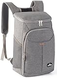QINGLOU 25L Kühl Rucksack Kühlrucksack Kühltasche Picknicktasche Groß Isoliert isolierte Kühltasche für Picknick/BBQs/Camping/Ausflügen/Einkaufen (Grau)