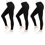 FM London 3er-Pack Damen Casual Leggings - Nicht durchsichtige Leggings für Damen