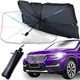 Retoo Sonnenschirm Auto mit 10 Arme, 123 x 65 cm groß, Auto Sonnenschutz zu Frontscheibe Faltbar, mit biegsamer Griff, UV-Schutz Sonnenschirm, universal Schrim für viele Automodelle