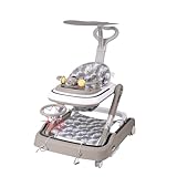 Homewell 3in1 Lauflernhilfe mit Basketballkorb, Markise und Musik, Baby Gehwagen Klappbar, Gehfrei, 3 einstellbare Geschwindigkeiten, Laufstuhl Laufhilfe babys ab 6 Monaten (Khaki)