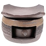 COOLHIYA Keramik-Teestövchen mit Kerzenhalter-Set, kleiner, rustikaler Teewärmer zum Aufwärmen von Teekannen, Porzellan-Material für Bürowohnen