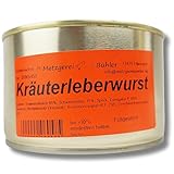 Kräuter Leberwurst Dosenwurst 120g bis 400g Wurstkonserve aus 15% Schweineleber und 65% Schweinefleisch von der Metzgerei Bühler 12 Monate haltbar