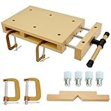 Tragbare Hobelbank Mobile Werkbank Kleine mit schraubstock Holz, Werkbank Klappbar Tragbar spanntisch Holzwerkbank Geeignet zum Schnitzen, Schneiden, Klemmen, Hobeln (46,5 × 28 × 7 cm)