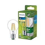 Philips LED Classic ultraeffiziente E27 Lampe, mit Energieeffizienzklasse A, ersetzt 40W, Klar, warmweiß