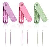 JYNXOR 6Stück Wattestäbchen Wiederverwendbar Ohrenstäbchen Doppelendige Spirale, Abfallfreier Tupfer, Wiederverwendbare Wattestäbchen, Ohrreiniger Spirale mit 3 Behälter, für Ohrreinigung Make-Up, etc