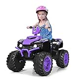 COSTWAY 12V Elektro Kinderquad mit Scheinwerfer, Mini Elektroquad mit Musik & Hupe, 4 Räder Kinder Quad 2,8-5 km/h, Kindermotorrad, Kinderauto, Elektroauto für Kinder ab 3 Jahren (Lila)