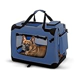 PET VIOLET Transportbox Hundebox Faltbar Katzenbox Hunde Tragetasche 62x42x44 cm, Blau