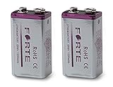 edi-tronic 2 x 9V Forte ER9V Lithium Blockbatterie Rauchmelder 1200mAh Feuermelder E Block Batterie langlebig