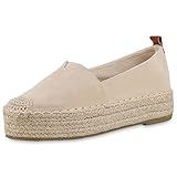 VAN HILL Damen Espadrilles Plateau Bast Trendy Schuhe 840475 212897 Beige 38