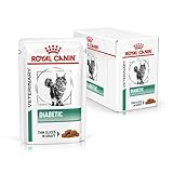 Royal Canin Veterinary Diabetic | 12 x 85 g | Diät-Alleinfuttermittel für Katzen | Zur Regulierung der Glucoseversorgung | Mit feinen Stückchen in Soße | Hoher Proteingehalt