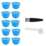 Keenso Edelstahl-Kaffeekapsel-Filterbecher-Set für -Maschine, Wiederverwendbares Kapsel-Set für die Kaffeezubereitung, PP+304-Edelstahl, Blau, 5 Kapseln (10 Tassen + 1 Löffel + 1 Pinsel)