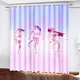 SMNVCKJ K-Pop：Demon Hunters Verdunkelungsvorhang Wasserdichter Stoff Gardinen Für Kinderzimmer,Ösen Oben Für Gardinen，3D-Digitaldruck 100% Polyeste (B280xH180cm,3)