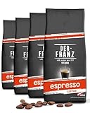Der-Franz Espresso Kaffee, Intensität 5/5, Arabica und Robusta, ganze Bohne, 4 x 1000 g