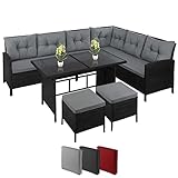 Montafox Poly Rattan Ecklounge 7 Personen Eckbank Tisch 2...