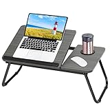 MorNon Faltbare Laptoptisch 55x32x25cm Tablet Tisch Betttisch Betttablett Notebook Laptoptisch Notebooktisch mit Getränkehalter für Lesen oder Frühstücks (Schwarz)