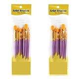 YGLEEULI 20-teiliges rosa Pinsel-Set mit runder, spitzer Spitze, Nylonhaar-Künstlerpinsel for Acryl, Öl, Aquarell für Kunstmalerei(20pcs Purple)
