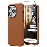 SURPHY Hülle für iPhone 14 Pro Leder Hülle mit Displayschutzfolie, Kunstleder Handyhülle iPhone 14 Pro Case 6,1 Zoll, iPhone 14 Pro Hülle Dünne Protective Schutzhülle (mit Mikrofaserfutter) (Braun)