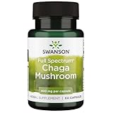 Swanson, Full Spectrum Chaga Mushroom, Inonotus Obliquus, 400mg, 60 Kapseln, hochdosiert, Laborgeprüft, Sojafrei, Glutenfrei, Ohne Gentechnik