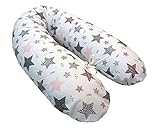 Emi&Sam Stillkissen 170cm Schwangerschaft Lagerungkissen Stillkissenbezug Ersatzbezug Bezug ((nur Bezug) 19. Sterne Rosa)