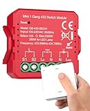 Funksender-Schalter Funk Lichtschalter 230 V, Funkschalter mit vorgelagertem RF-Sender Reichweite von 100 Metern, 433 Mhz Wireless Light Switch einfache Installation für Lampen