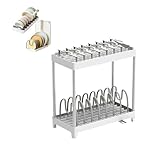 COMEOXO Topf- und Pfannen-Organizer, 8 verstellbare Fächer, Pfannendeckel-Organizer für Schrankschublade für Topfdeckelhalter, Backgeschirr, Schneidebretter, Kochgeschirr, Geschirr (Doppel-Khaki-Grau)