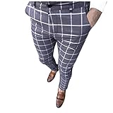 Slim Fit Stretch-Kleiderhose für Herren, flache Vorderseite, Chino-Hose, Business-Anzug, Hose, leger, Golfhose, kariert, modische Hose, bedruckt, Skinny-Hose, Taschen, bequeme Hose, intelligente