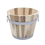 Spetebo Holz Pflanzeimer mit Griffen - 28 x 23 cm - Garten Deko Blumentopf - Übertopf Pflanzkübel Blumenkorb Pflanztopf Blumeneimer Holzeimer für Außen