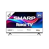 SHARP 43GJ4225E - 43 Zoll Fernseher (108 cm) 4K Ultra HD Roku TV - Gaming & Streaming LED Smart TV ohne Rahmen (HDR10, HDMI 2.1, AV1-Codec, Receiver, WLAN) - Netflix, Prime, Youtube, Disney+, Apple TV