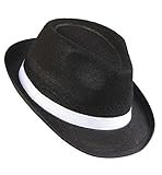 'BLACK GANGSTER HATS WITH WHITE BAND' felt -