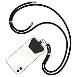 COCASES Handykette Universal zum Umhängen- Handyband aus Nylon kompatibel mit jeden Smartphones, Handy Kette Umhängenband mit Kordel (Schwarz)