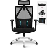 Daccormax Bürostuhl, Ergonomisch, bequem Chefsessel aus Netzstoff, VerstellbarerLordosenstütze,Kopfstütze,Armlehnen,Wippfunktion,Schreibtischstuhl Computerstuhl Home Office Chair bis 200kg