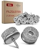 LouMaxx Stuhl Filzgleiter Schrauben rund, Ø 20mm grau - 50er Set Stuhlgleiter mit 6mm dickem Filz & Metalleinfassung - Filzgleiter für Stühle Schrauben - Premium Stuhlbeinschoner Filz auch für Möbel