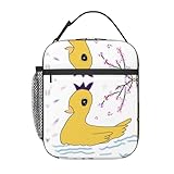 Qwvbn Little Yellow Duck praktische isolierte Lunchtasche, wiederverwendbar, geeignet für Arbeit, Reisen, Picknicks, Büro usw.