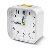 tekenewbse Wecker Analog Ohne Ticken, Wecker Laut für Tiefschläfer, Alarm Clock, Reisewecker Klein Nachtlicht, Uhren Wecker Kaufen für Schwerhörige, Batteriebetrieben Lauter (Weiß)