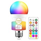 iLC LED Lampe ersetzt 85W, 1050 Lumen, RGB Glühbirne mit Fernbedienung Farbwechsel Farbige Birne warmweiß (2700 Kelvin), Edison E27