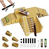 ideallife Fingerboard Rampen Set, Mini Fingerboard Skate Park Kit für Kinder, 2 Komplett-Boards und Mini-Rampe für Skate-Tricks, Kinderspielzeug für Jungen und Mädchen