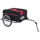 HOMCOM Fahrradanhänger Lastenanhänger Belastbarkeit max. 40 kg Transportanhänger Handwagen Lasten-Fahrradanhänger Schwarz Stahl Oxford 140 x 88 x 60 cm