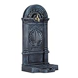 Relaxdays Standbrunnen, Antik-Stil, Nostalgie, Garten, Terrasse, Wasserhahn, Becken, stehend, HBT: 83 x 39 x 33 cm, grau