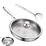 Generisch Titanium Pfannen Zum Kochen - Titanium Antihaftpfanne Mit Deckel Und Pfannenwender - Schmorpfanne Für Restaurant Pfannkuchen Braten Schmoren Camping