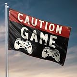 Man Cave Rules Caution: Gaming Zone Ahead! Flagge, Landdekoration, Winterhaus-Flagge (120 x 180 cm)